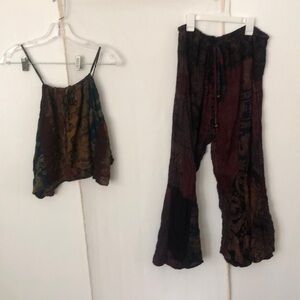 Bohemian / hippie two piece pant and top set